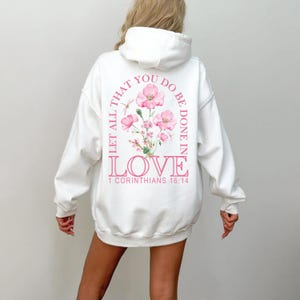 Trendy Christian Hoodie Merch, Words on Back Bible Verse Hoodie, Jesus Loves You, Aesthetic Women&#39;s Faith Apparel, Back to School Gift Shirt