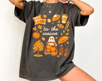 Comfort Colors Fall Shirt, Tis the Season Shirt, Fall Football Shirt, Women's Fall Shirt, Pumpkin Season, Fall Harvest Shirt, Autumn Doodle