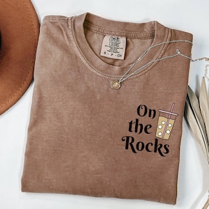 On the Rocks Iced Coffee Weather Graphic Tee, Comfort Colors Coffee Graphic T-Shirt, Retro Tee, Gift for Her, Trendy Tee, Coffee Lover Gift