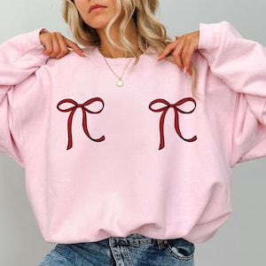 Bow Sweatshirt, Coquette Sweatshirt, Pink Ribbon Sweatshirt, Coquette Aesthetic Tee, Trendy Crewneck for Women, Coquette Hoodie Gift for Her
