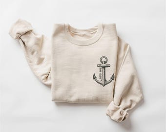 Custom Anchor Sweatshirt: Personalized Boat Owner Shirt Gift, Nautical Sailing Hoodie, Naval Captain T-Shirt for Men Women
