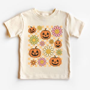 Retro Pumpkins Kids Shirt - Halloween Toddler Shirt - Natural Kids Shirt - Halloween Pumpkin Graphic Tee - Retro Fall Toddler Sweatshirt