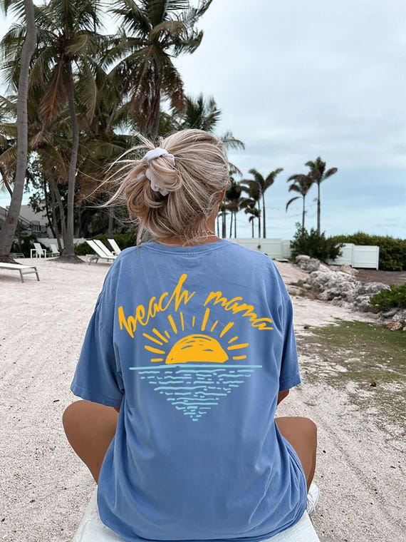 Beach Mama Sunset T-shirt, Comfort Colors Oversized Vacation