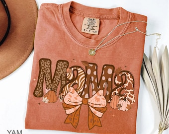 Comfort Colors® Fall Mama T-Shirt, Pumpkin Season Mom Tshirt, Thanksgiving Mama Shirt, Funny Fall Mama Shirts, Women's Thanksgiving Shirts