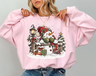 Vintage Snowman Christmas Shirt, Cute Snowman Christmas Sweatshirt, Retro Winter Graphic Tee, Cozy Holiday Shirt, Christmas Gift for Her