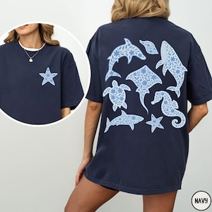 Sea Animal Floral Tshirt, Beachy Sweatshirt, Whale Shark Hoodie, Beachy Tee, Summer Crewneck Sweaters, Ocean Shirt, Coconut Girl, Sea World