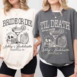 Bride Or Die Gothic Bachelorette Shirts, Gothic Bride Shirt, Comfort Colors® Skeleton Maid Of Honor Shirts, Till Death Do Us Party Shirts