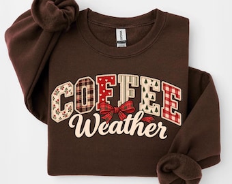 Coffee Weather Sweatshirt, Fall Coffee Lover Crewneck, Retro Autumn Sweater, Cozy Coffee Shirt, Pumpkin Spice Gift for Her, Cute Fall Shirts