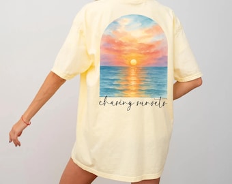 Coconut Girl Sunset Oversized T-shirt Comfort Colors Summer Vacation Beach Shirt Salty Mermaidcore Tee for Surfer Summer vibes Ocean Shirt