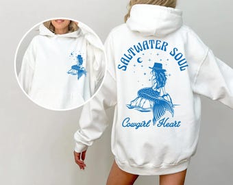 Küsten Cowgirl mit Kapuze Mermaid Kern ästhetisches Hemd Western Cowgirl Hoodie Beachy Sweatshirt Costal Cowgirl Hemd Mermaidcore Kleidung Geschenke