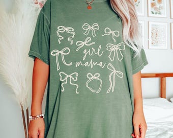Comfort Colors® Girl Mama Shirt, Coquette Girl Mama Tshirt, Mothers Day Gift for Girl Mama, Shirt for Mom of Girls, Coquette Bow Mama Tees