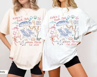 Custom Beach Club Bachelorette Shirt. Coastal Themed Bachelorette Party Shirt, Miami Bach Club Tshirt, Bridal Party Shirt, Bridesmaid Gift
