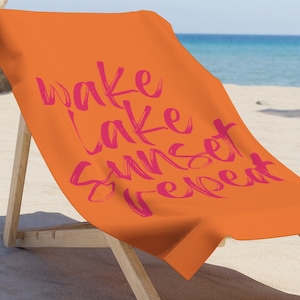 Beach Towel Bright Color Lake Towel Gift for Beach Lover Lake Pun Gift for Cabin Owner Lake Lover Beach Towel Wake & Lake Towel Gift