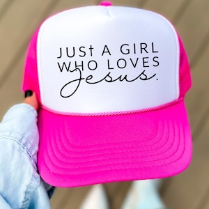 Jesus Trucker Cap Faith Inspired Christian Apparel Bible Scripture Clothing Hat Jesus Lover Trucker Hat Girl who Loves Jesus Girlie