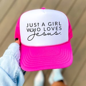 Jesus Trucker Cap Faith Inspired Christian Apparel Bible Scripture Clothing Hat Jesus Lover Trucker Hat Girl who Loves Jesus Foam Hat