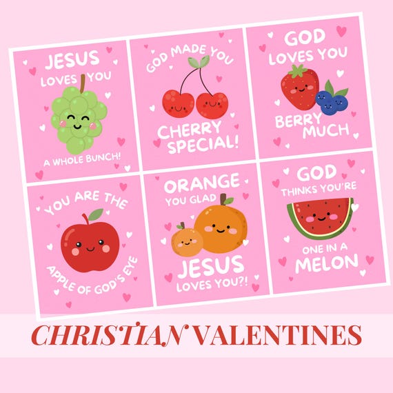 Funny Christian Valentine Printable Set Cute Faith Inspired Valentine Notes for Kids Class Party Bible Study Valentines Jesus Loves You Art