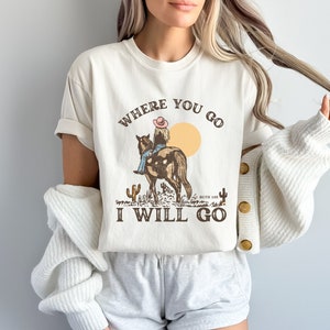 Christian Cowgirl T-Shirt Komfort Farben Christian T-Shirt Glaube Shirt Boho Western Christian Bekleidung Retro Jesus Shirt Gläubige Kleidung