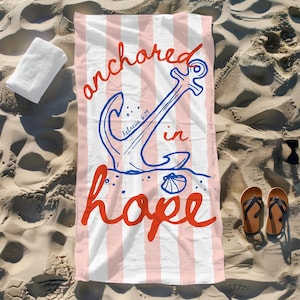 Christian Beach Towel with Bible Verse Scripture Beach Towel Gift Idea Anchor of Hope Beach Towel Jesus-Themed Beach Towel for Kids or Adult