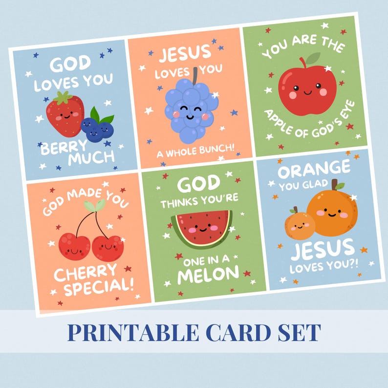 Printable Christian Cards for Kid Faith Inspired Bible Craft Printable Notes Class Party Bible Study Activity Youth Group Bible Study Cards