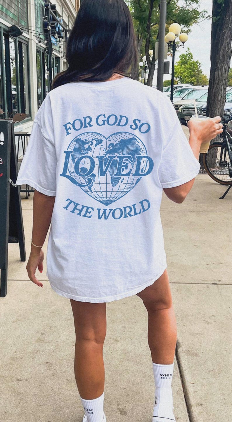 T-shirt Dieu tant aimé T-shirt chrétien T-shirt verset biblique avec écriture chrétienne Vêtements chrétiens pour croyant T-shirt culte Chemise église pour groupe image 12