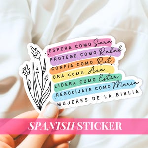 Pegatina cristiana en español Mujeres de la Biblia Pegatina para botella de agua Pegatina de fe Vaso Regalo para grupo de jóvenes cristianas