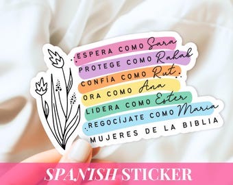 Spanish Christian Sticker Mujeres de la Biblia  Sticker for Water Bottle Faith Sticker Tumbler Gift for Christian Girl Youth Group Class