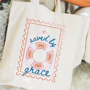 Coastal Christian Tote Bag Cute Bible Study Tote Bag for Christian Girl Beach Bag Faith Inspired Tote Nautical Aesthetic Gift for Her