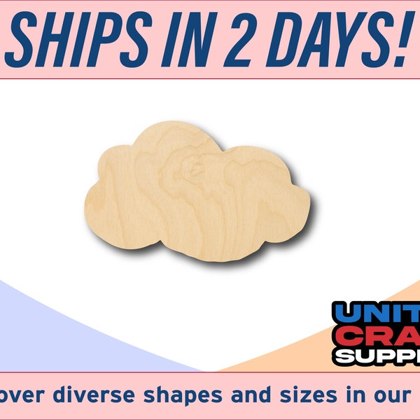 Nursery Cloud #1 Wooden Shape - Unfinished Wood Round Birch for DIY Crafts - 1/8" 1/4" 1/2" Thickness up to 24" - Do-It-Yourself Projects