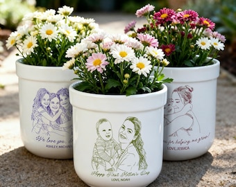 Photo Flower Pot, Personalized Gift for Mom, Grandma Gift, Mothers Day Gift, Outdoor Flower Pot, Mom Gift Ideas from Kids, Daughter