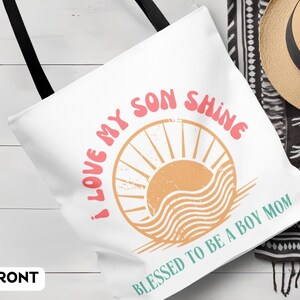 Tote Bag for Boy Mom Tote Bag Gift for Boy Mom Tote Bag Boy Mom Gift from Kid Mothers Day Gift For New Mom Baby Shower Gift Retro Groovy Bag
