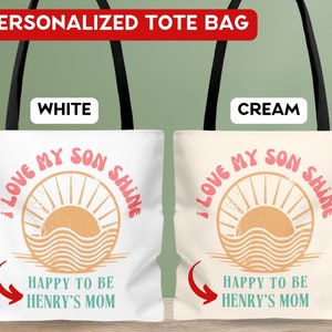 Personalized Tote Bag for Boy Mom Custom Tote Bag Gift for Boy Mom Custom Name Tote Bag Boy Mom Gift from Kids Mothers Day Gift For New Mom