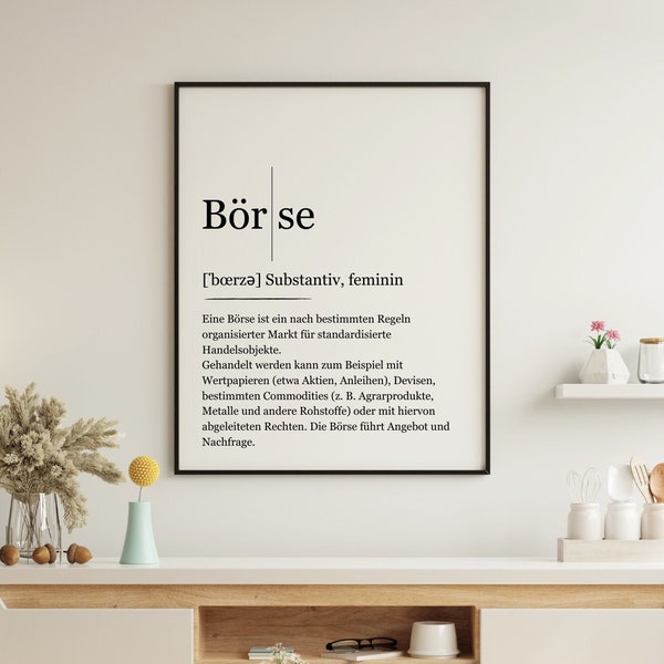 Börse Finanz Poster Wörterbuch Eintrag - Digitaler Download