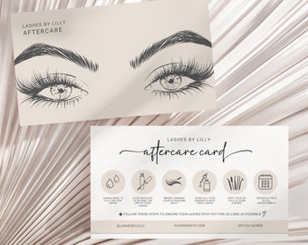 Tarjeta de cuidado posterior Extensiones de pestañas Belleza Marca comercial Perforación de lealtad personalizada Tarjeta de crédito Plantilla Canva