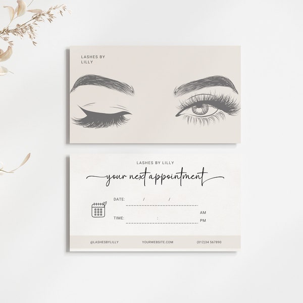 Carte de rendez-vous Lash Tech Beauty Business Branding Template Client Schedule Salon Rappel Card