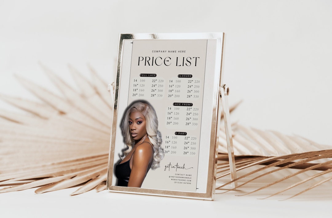 Pricelist Hair Wig Price List Flyer Editable Customisable Etsy