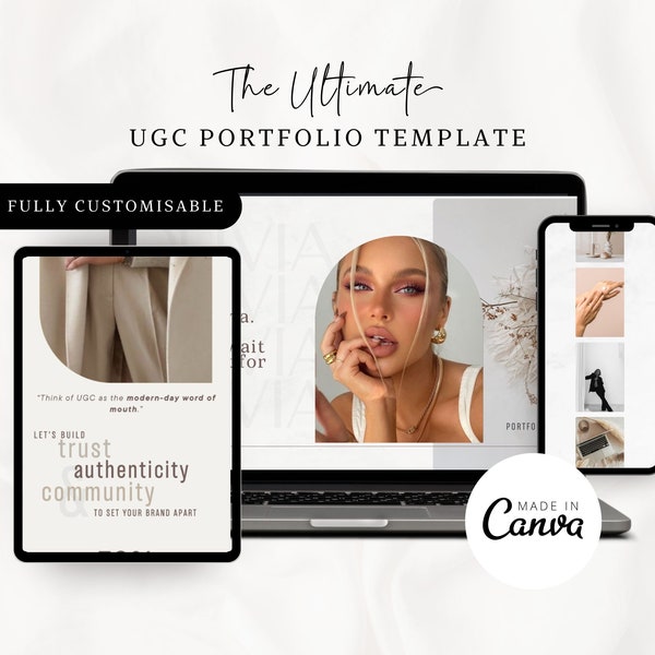 UGC Portfolio Template Site Web Canva, Kit de création de contenu, Site Web de portfolio, Minimaliste