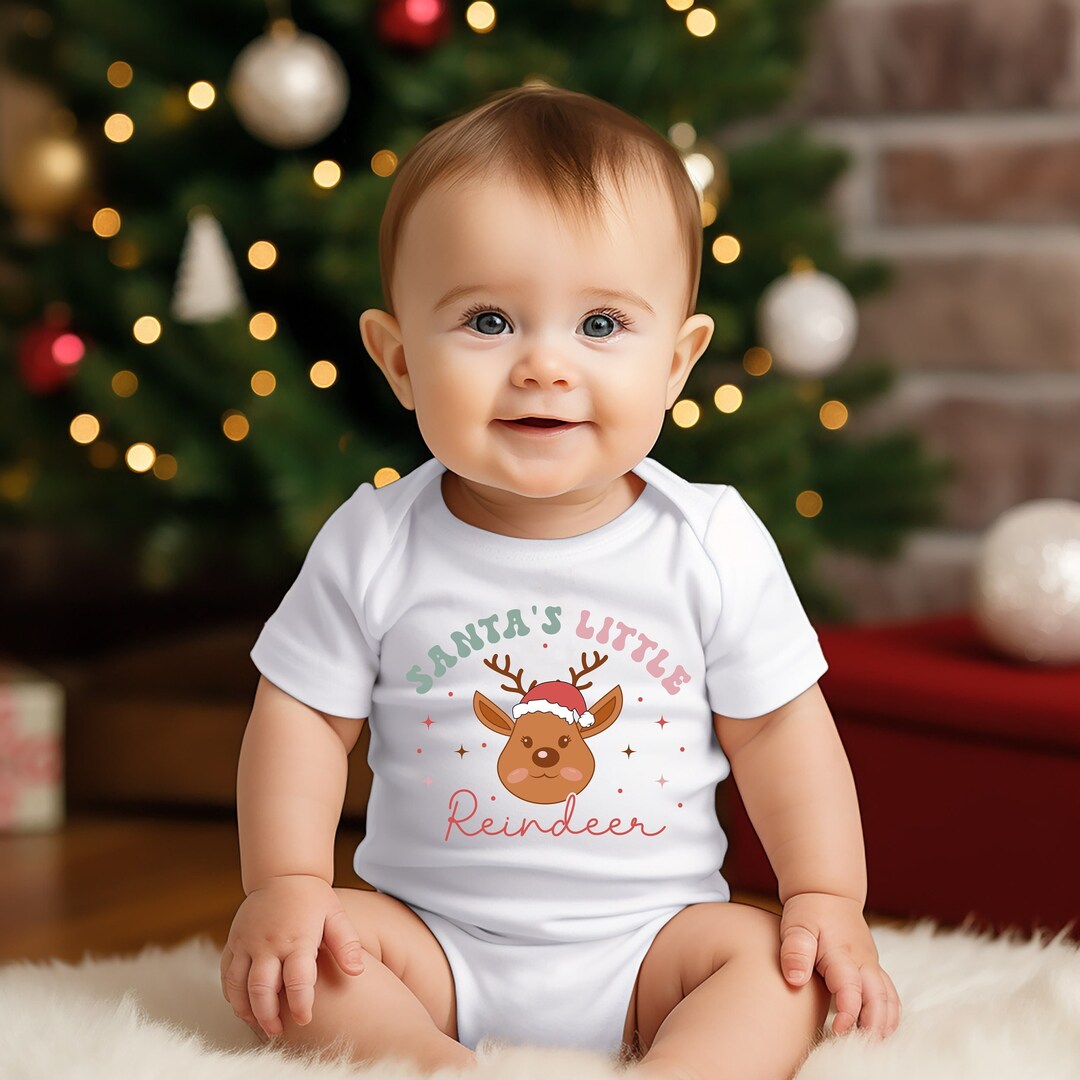 Baby's First Christmas Outfit - Unisex Onesie Romper With Santa Hat For Newborns
