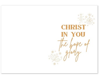 Pack of 10 Greeting Cards, Christ in You the Hope of Glory Christmas Cards, Holiday Cards, Blank Christmas Cards and Envelopes, Xmas Cards