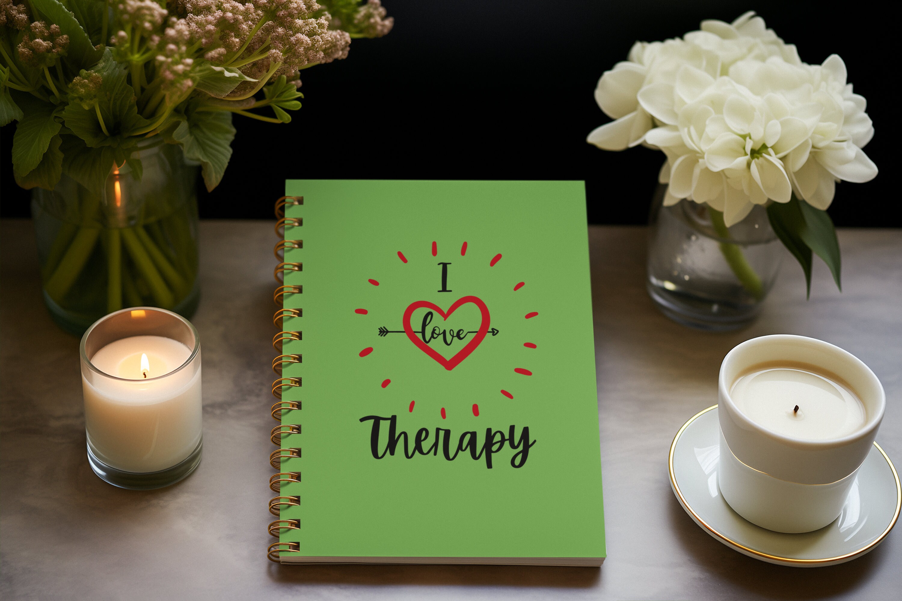 Green Therapy Notebook, Green Journal, Therapeutic Notebook, Therapeutic Journal, Cute Notebook, Cute Journal, Writing Notebook, Journal