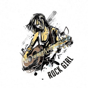 Vintage Retro Rock N Roll Girl Digital PNG, Rock Girl SVG, Rock svg, Rock Music svg, Rock n Roll Png, Rock Music Design