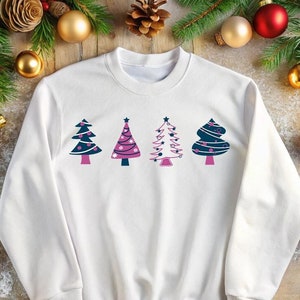 Pink Christmas Tree Png, Merry and bright Png, Retro christmas tree SVG, retro pink Christmas SVG, retro christmas SVG for sublimation