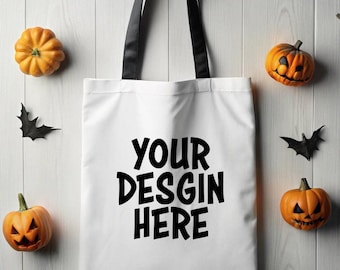 Halloween Tote Bag Mockup, Halloween Canvas Bag Mockup, Trick or Treat Halloween Mockup, Steampunk Halloween Mockup, Tote Bag For Kids