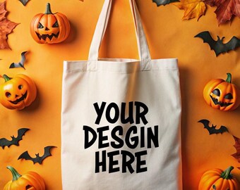 Halloween Tote Bag Mockup, Halloween Canvas Bag Mockup, Trick or Treat Halloween Mockup, Steampunk Halloween Mockup, Tote Bag For Kids