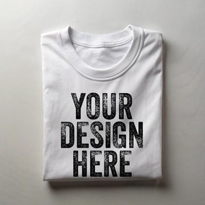 White Bella Canvas Flat Lay Shirt Mockup, 3001 White Tee Mockup, BC 3001 Mocks, Boho Shirt Mockup Template, Folded Tshirt Digital Download
