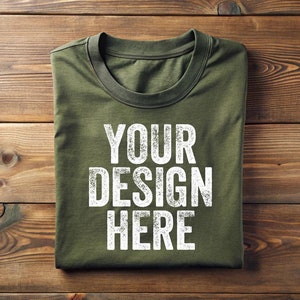 Military Green Bella Canvas Flat Lay Shirt Mockup, 3001 Military Green Tee Mockup, BC 3001 Mocks, Boho Shirt Mockup Template, Tshirt Digital