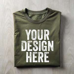 Military Green Bella Canvas Flat Lay Shirt Mockup, 3001 Military Green Tee Mockup, BC 3001 Mocks, Boho Shirt Mockup Template, Tshirt Digital
