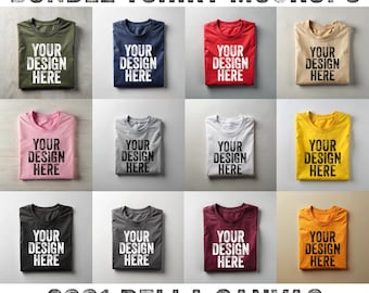 Bundle Bella Canvas Flat Lay Shirt Mockup, 3001 Bundle Tee Mockup, BC 3001 Mocks, Boho Shirt Mockup Template, Folded Tshirt Digital Download