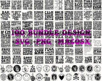 100 Groovy svg, boho svg, aesthetic svg, inspirational svg, trendy svg, motivational svg, retro svg, hippie svg, svg files wavy text, bundle
