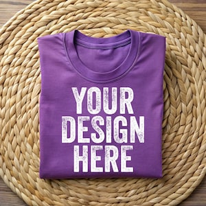 Purple Bella Canvas Flat Lay Shirt Mockup, 3001 Purple Tee Mockup, BC 3001 Mocks, Boho Shirt Mockup Template, Folded Tshirt Digital Download