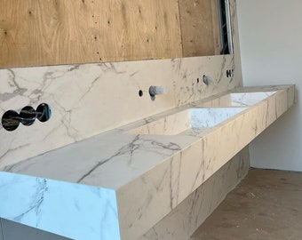 Waschtisch Marmoroptik Marmor Waschbecken Anfertigung auf Maß Marble Sink Germany